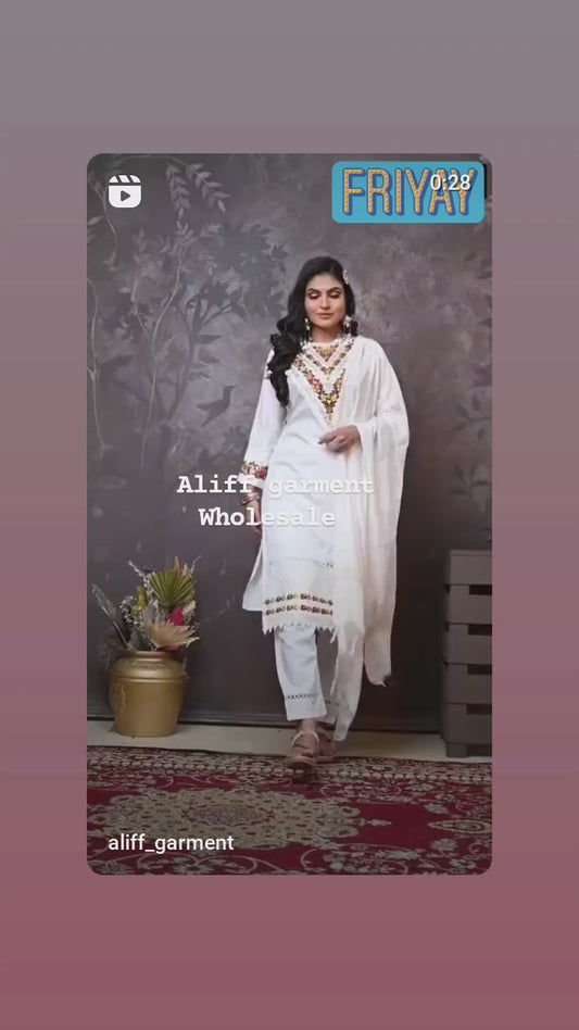 Rayon embroidery kurta pant set